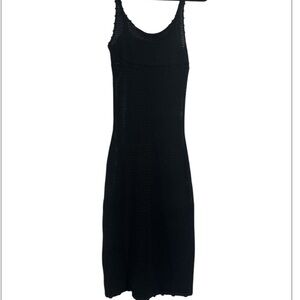 Wilfred black dress loose knit crochet small cotton maxi midi Aritzia